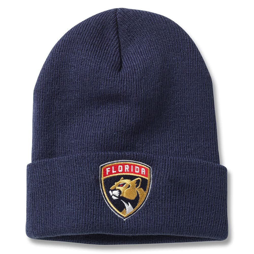 AMERICAN NEEDLE NHL Hockey Team Logo Cuffed Beanie Knit Hat (Florida Panthers-Navy)