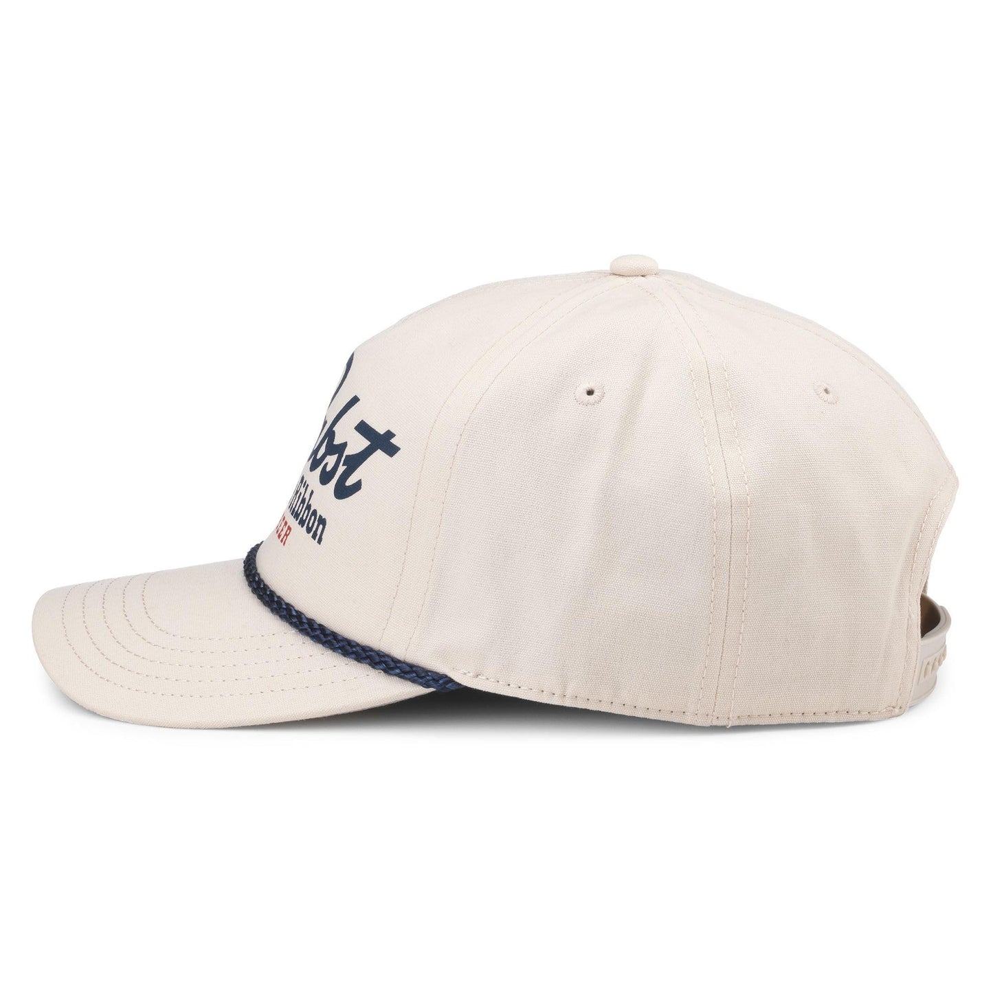 AMERICAN NEEDLE Pabst Blue Ribbon Canvas Cappy Adjustable Snapback Baseball Hat, Ivory (23005A-PBC-IVOR)