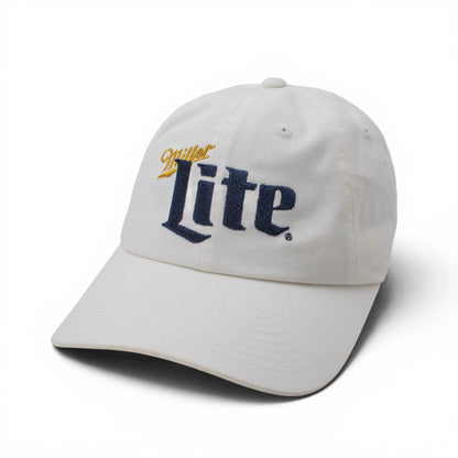 AMERICAN NEEDLE Officially Licensed Miller Lite Ballpark Slouch Strapback Adjustable Beer Hat, PI020A, Snow White, Authentic OSFA New