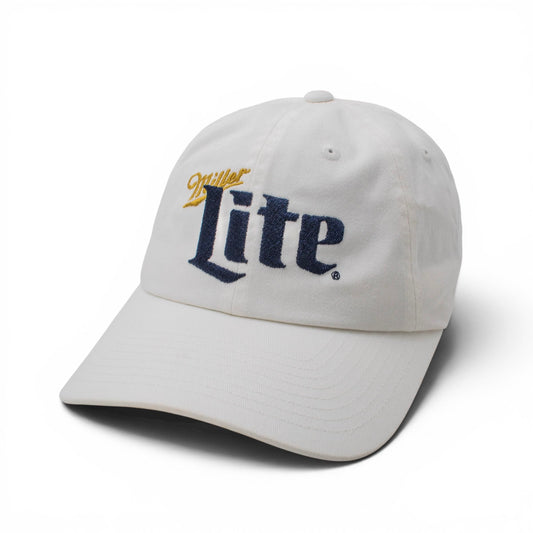 AMERICAN NEEDLE Officially Licensed Miller Lite Ballpark Slouch Strapback Adjustable Beer Hat, PI020A, Snow White, Authentic OSFA New