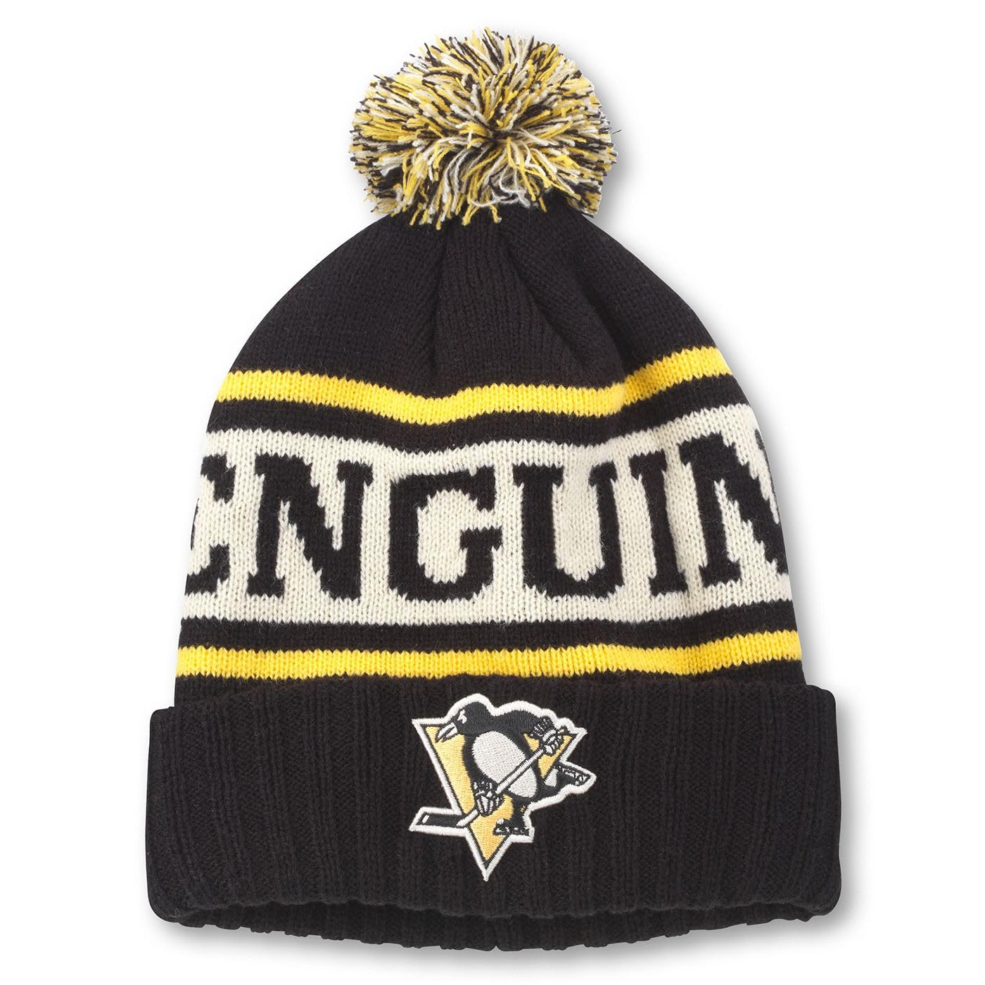 AMERICAN NEEDLE Pittsburgh Penguins NHL Pillow Line Knit Beanie Cap (23012A-PPN-BLIG)