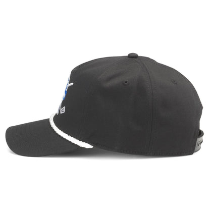 AMERICAN NEEDLE Pabst Blue Ribbon Beer Golf Club Roscoe Adjustable Snapback Baseball Hat, Black (23008C-PBC-BLK)