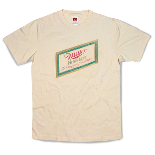 Miller High Life Vintage Fade Brass Tacks T-Shirt, Cream, Men's