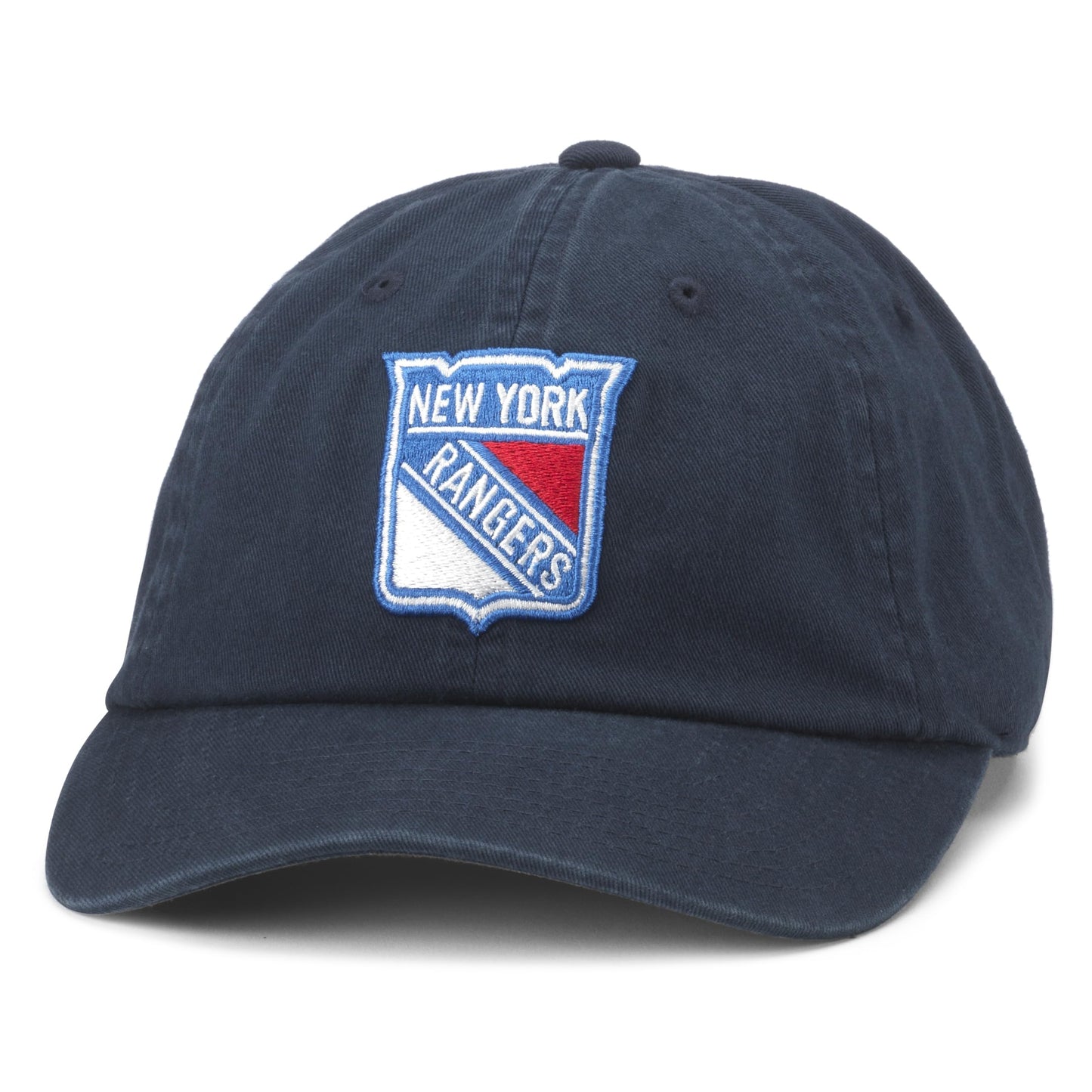 AMERICAN NEEDLE New York Rangers NHL Baseball Hat, Casual Relaxed Fit with Curved Brim, Adjustable Buckle Strap Dad Cap, Blue Line Collection, Navy