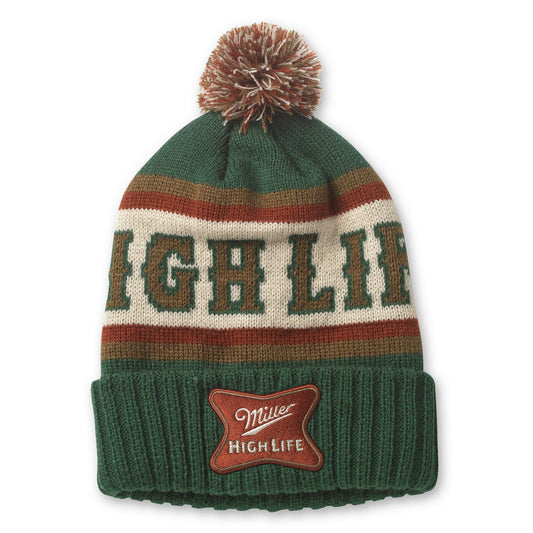 AMERICAN NEEDLE Miller Lite Beer Pillow Line Knit Beanie Cap, Dark Green/Gold/Ivory (23012B-MHL-DGGDIV)