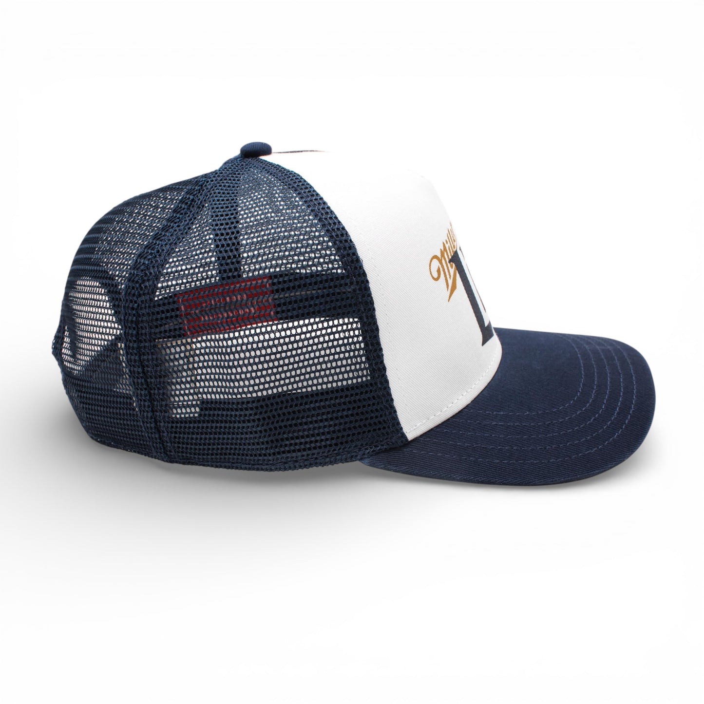 AMERICAN NEEDLE Miller Lite Beer Sinclair Adjustable Snapback Trucker Baseball Hat Navy/White