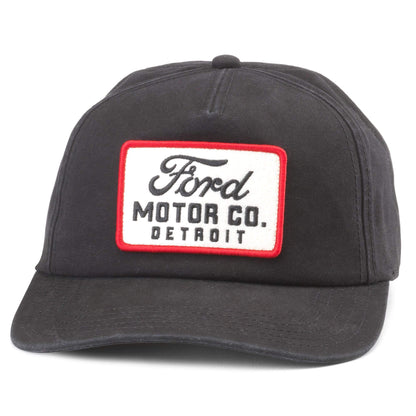 AMERICAN NEEDLE Ford Motor Company Detroit Roscoe Adjustable Snapback Baseball Hat, Black (24009A-FORD-BLK)