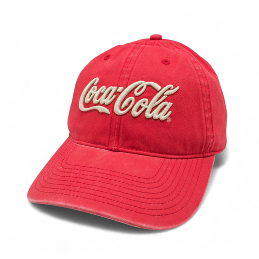 AMERICAN NEEDLE Coca-Cole New Raglan Adjustable Buckle Strap Baseball Dad Hat, Red (COKE-1915A-RED)