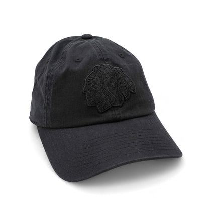 AMERICAN NEEDLE Chicago Blackhawks NHL Blue Line Tonal Adjustable Dad Cap (Black)