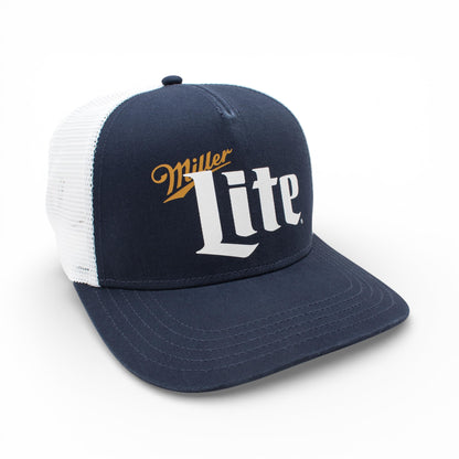 AMERICAN NEEDLE Miller Lite Beer Sinclair Adjustable Snapback Baseball Hat, Unisex, White/Navy