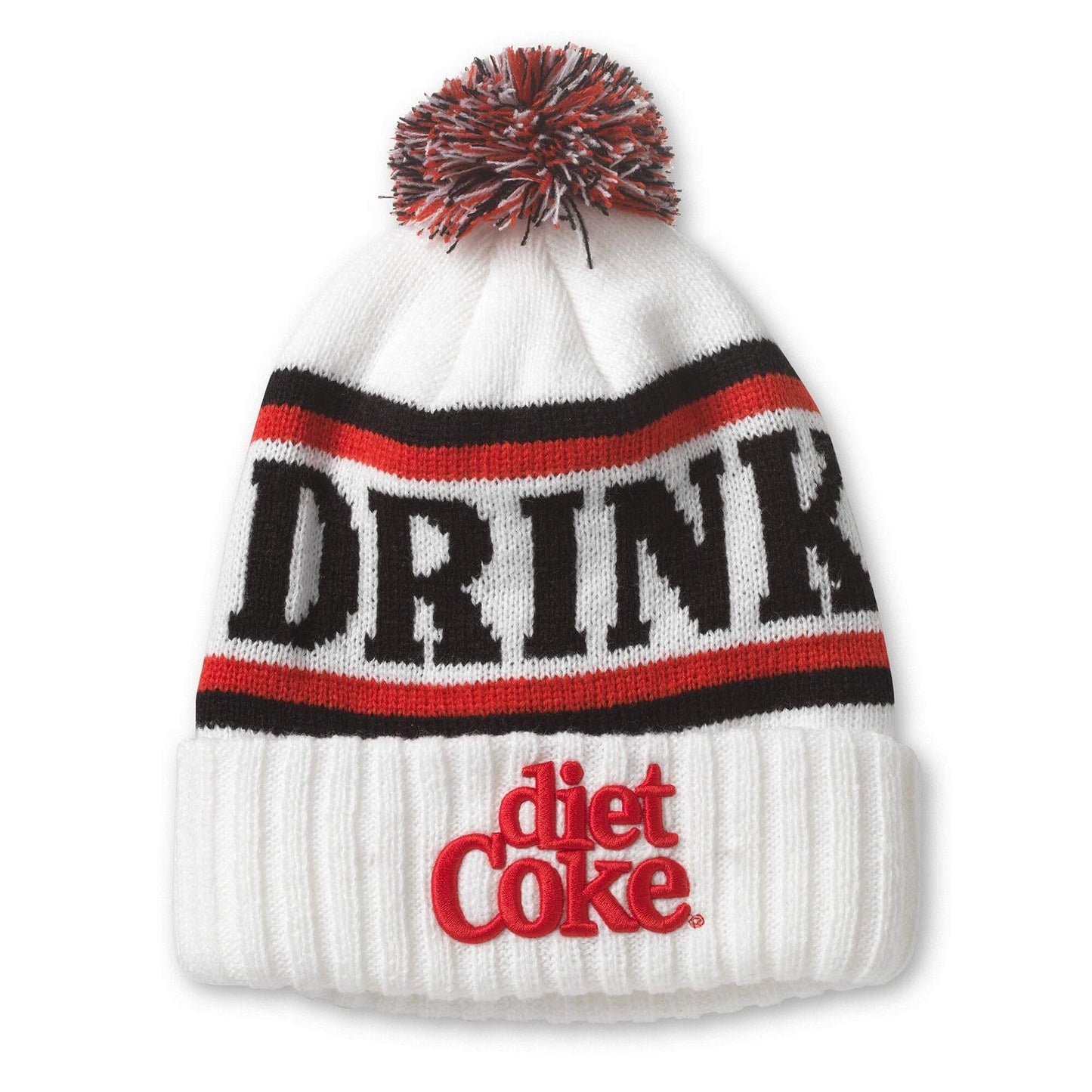 AMERICAN NEEDLE Diet Coke Coca Cola Pillow Line Knit Beanie, White/Red/Black (23012A-DCOKE-WRB)