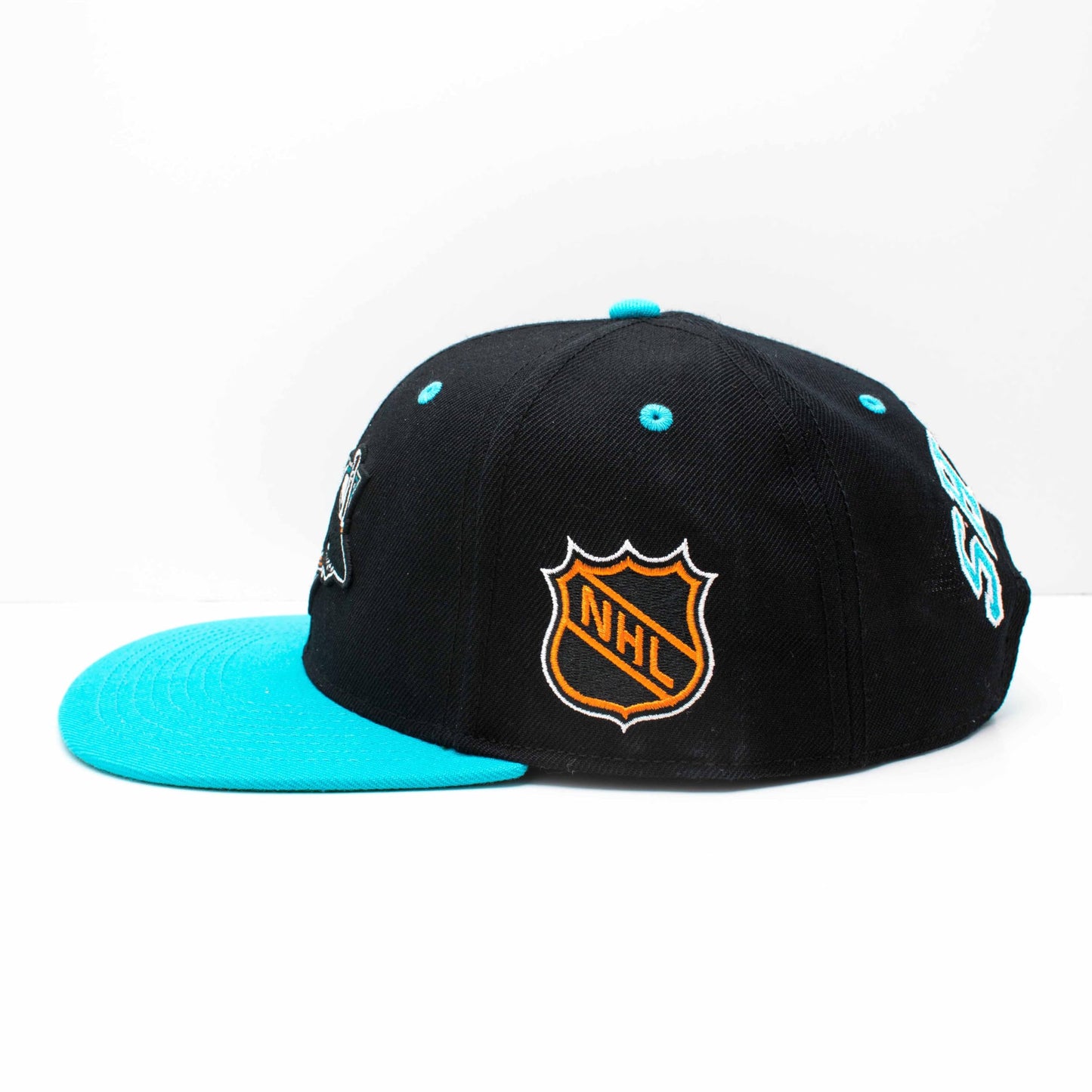 AMERICAN NEEDLE OFFICIALLLY Licensed NHL Block Letter Snapback Cap, SAN Jose Sharks Hockey HAT, Authentic, New