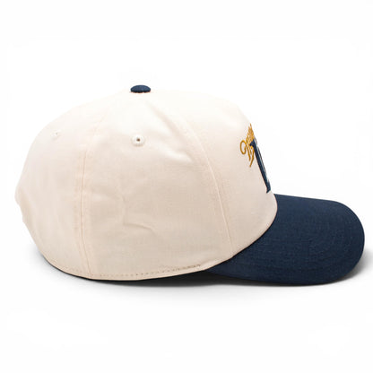 AMERICAN NEEDLE Officially Licensed Miller Lite Roscoe Snapback Adjustable Beer Hat, PI031B, Ivory White Navy Blue, OSFA