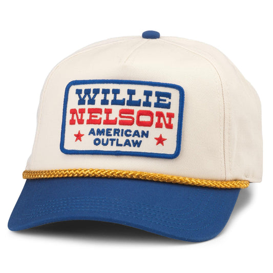 AMERICAN NEEDLE Willie Nelson Roscoe Adjustable Snapback Baseball Hat, Ivory/Royal (23008A-WNELSON-IROY)