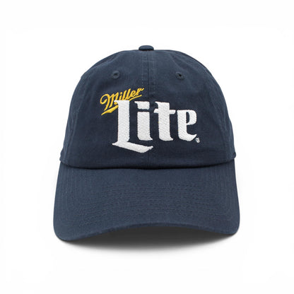 AMERICAN NEEDLE Officially Licensed Miller Lite Ballpark Slouch Strapback Adjustable Beer Hat, PI020A, Navy Blue, Authentic OSFA New