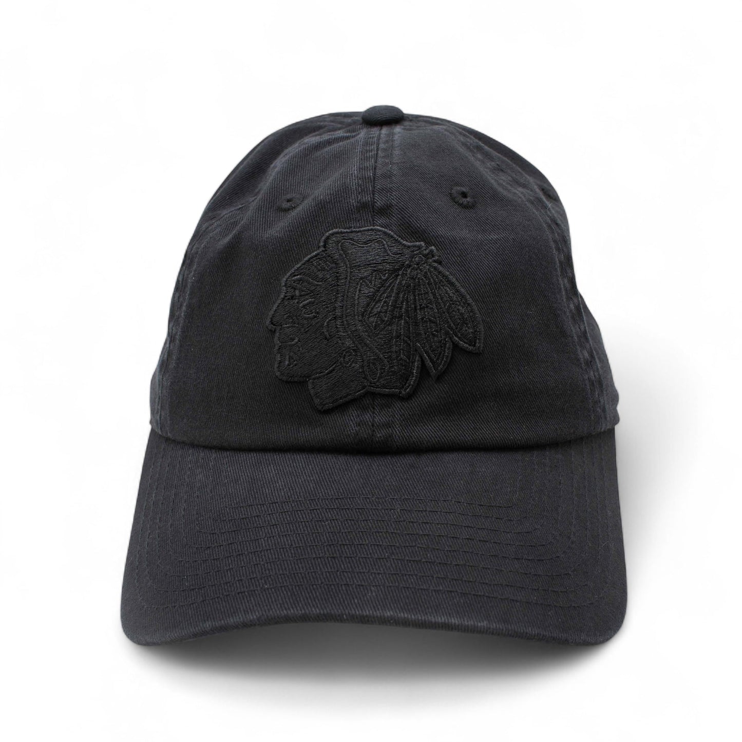 AMERICAN NEEDLE Chicago Blackhawks NHL Blue Line Tonal Adjustable Dad Cap (Black)