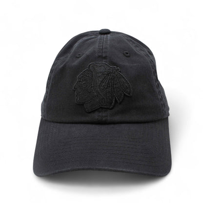 AMERICAN NEEDLE Chicago Blackhawks NHL Blue Line Tonal Adjustable Dad Cap (Black)