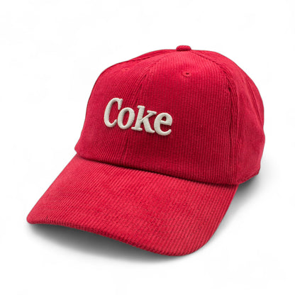 AMERICAN NEEDLE Officially Licensed Coca-Cola Corduroy Hat, Coke Slouch Cap, Red, Strapback, Authentic New
