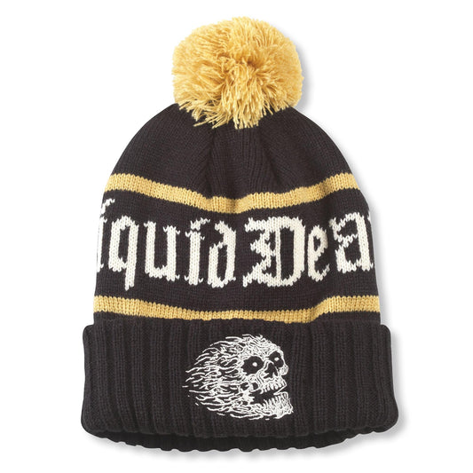 AMERICAN NEEDLE Unisex Liquid Death Pillow Line Knit Pom Beanie (23012A-LDEATH-BLGL) Black/Gold