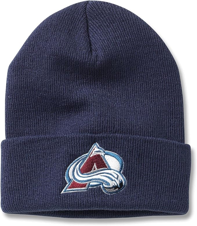 AMERICAN NEEDLE NHL Hockey Team Logo Cuffed Beanie Knit Hat (Colorado Avalanche-Navy)