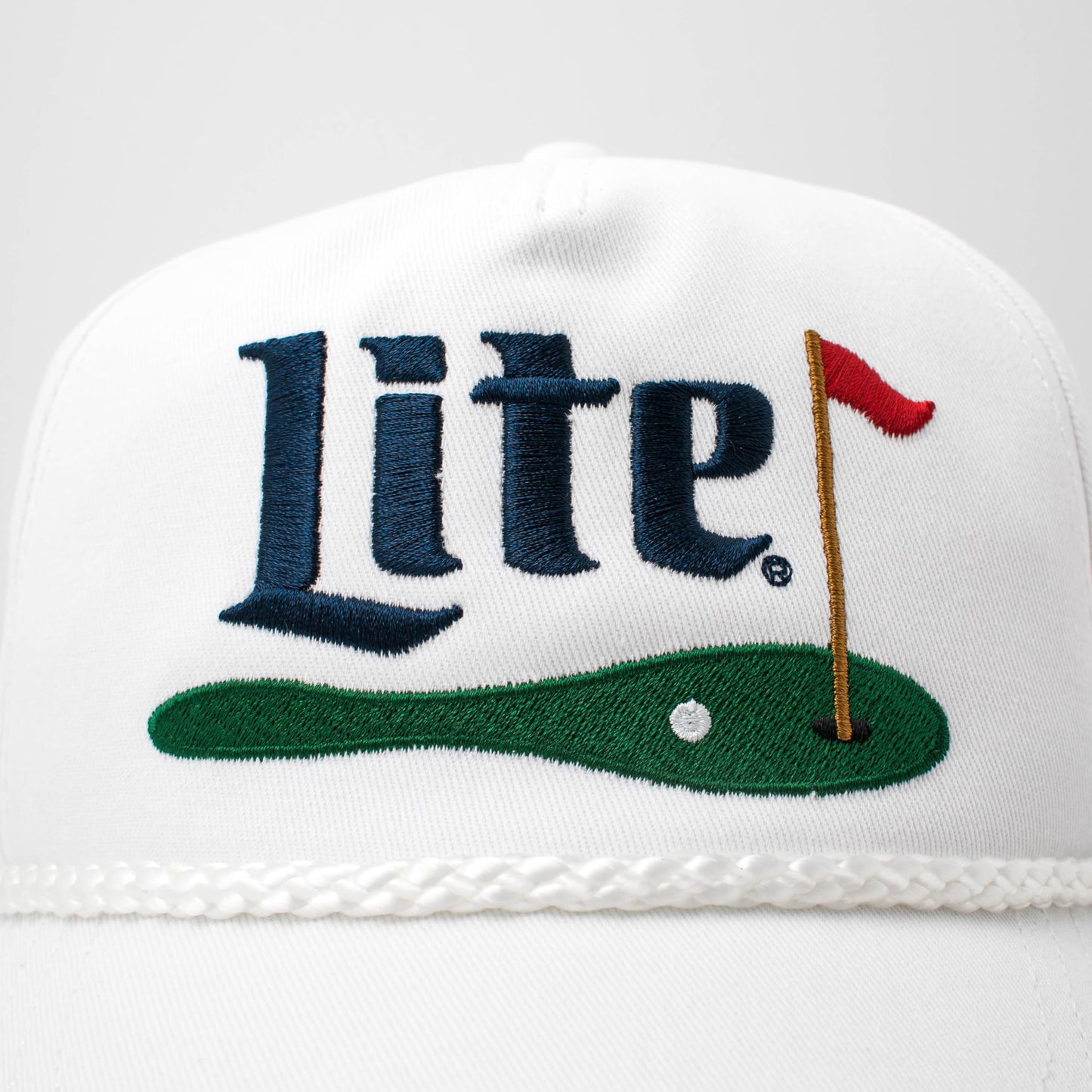 AMERICAN NEEDLE Officially Licensed Miller LITE Golf HAT, Embroidered Rope Cap, Snapback, White/Navy, Authentic, New