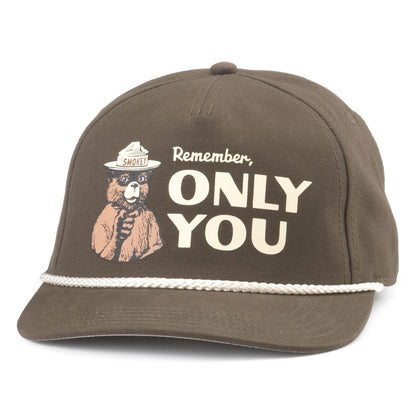 AMERICAN NEEDLE Smokey The Bear Canvas Cappy Snapback Baseball Hat, Army Green (23005A-SMOKEY-ARMY)