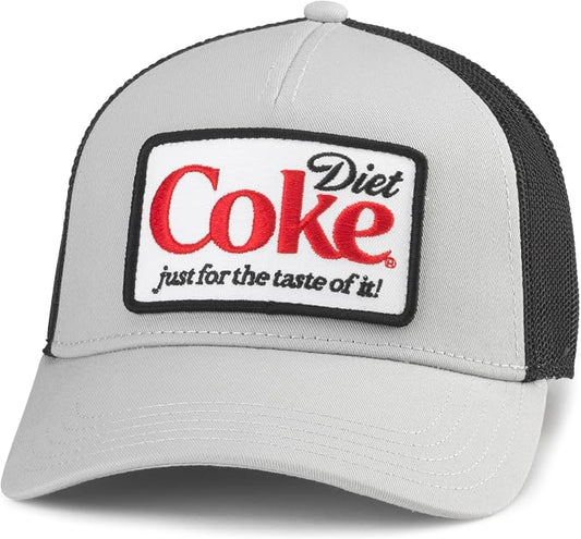 AMERICAN NEEDLE Diet Coke Coca Cola Officially Licensed Twin Valin Patch Adjustable Baseball Hat (22005A-DCOKE-BKGR)