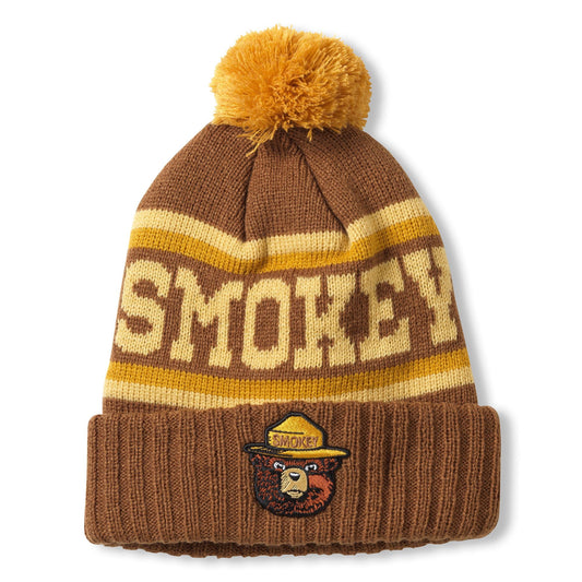 AMERICAN NEEDLE Unisex Smokey Bear Pillow Line Beanie Pom Cap (23012B-SMOKEY-BRN) Brown