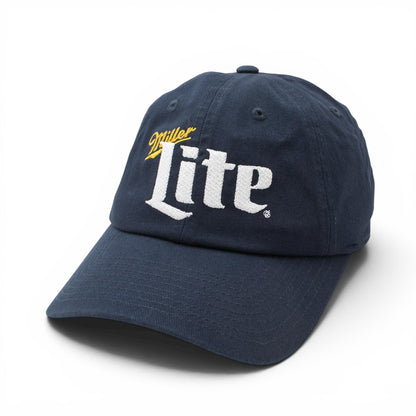 AMERICAN NEEDLE Officially Licensed Miller Lite Ballpark Slouch Strapback Adjustable Beer Hat, PI020A, Navy Blue, Authentic OSFA New