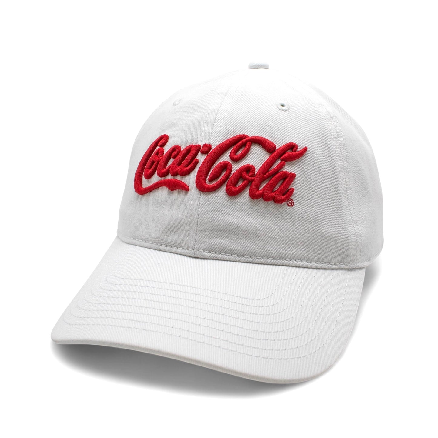 AMERICAN NEEDLE Coca-Cole New Raglan Adjustable Buckle Strap Baseball Dad Hat, White (COKE-1915B-WHT)
