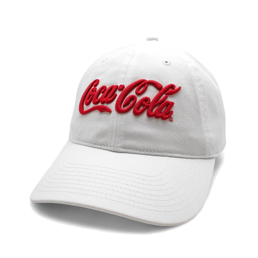 AMERICAN NEEDLE Coca-Cole New Raglan Adjustable Buckle Strap Baseball Dad Hat, White (COKE-1915B-WHT)