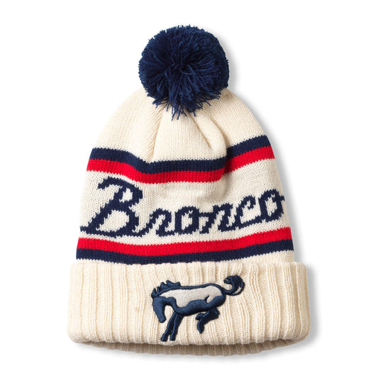 AMERICAN NEEDLE Unisex Bronco Pillow Line Beanie Pom Cap (23012C-BRONCO-IVOR) Ivory