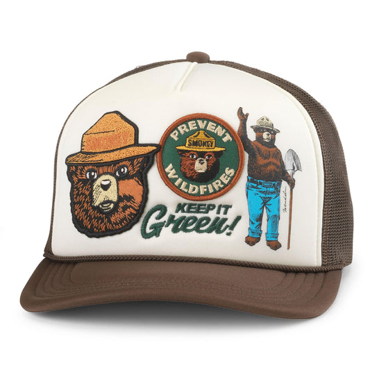 AMERICAN NEEDLE Unisex Smokey Bear Roscoe Iconic Foamy Adjustable Snapback Baseball Hat (25008A-SBEAR-BRIV)