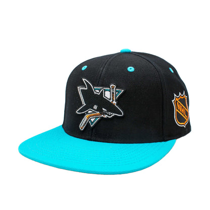 AMERICAN NEEDLE OFFICIALLLY Licensed NHL Block Letter Snapback Cap, SAN Jose Sharks Hockey HAT, Authentic, New