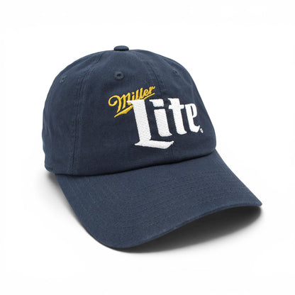 AMERICAN NEEDLE Officially Licensed Miller Lite Ballpark Slouch Strapback Adjustable Beer Hat, PI020A, Navy Blue, Authentic OSFA New