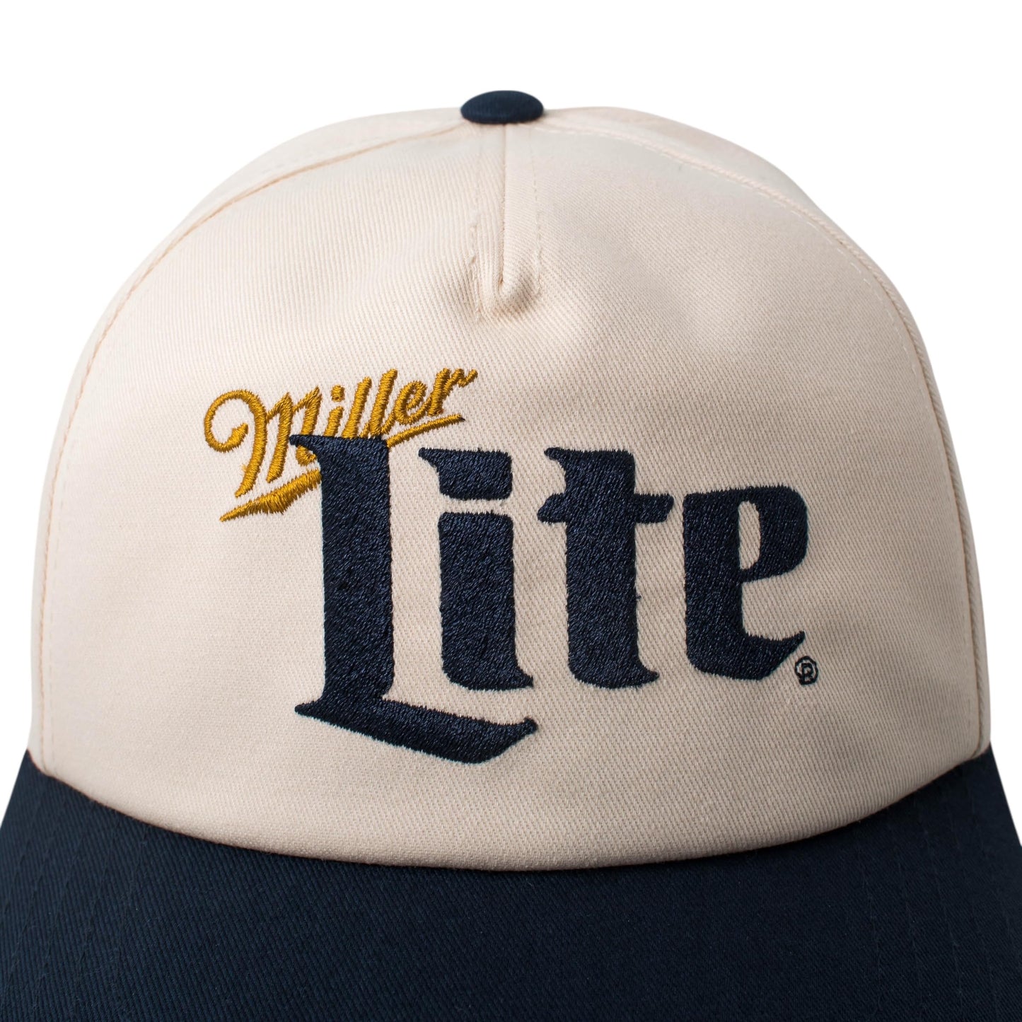 AMERICAN NEEDLE Officially Licensed Miller Lite Roscoe Snapback Adjustable Beer Hat, PI031B, Ivory White Navy Blue, OSFA