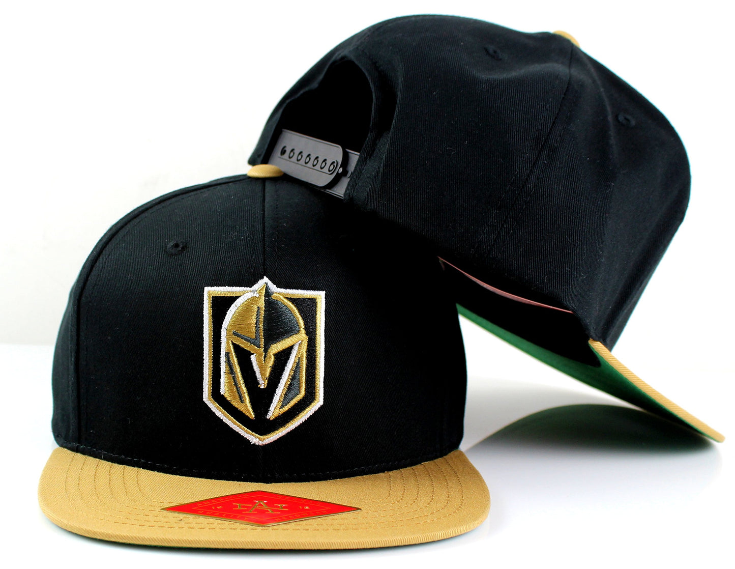 AMERICAN NEEDLE Officially Licensed NHL Las Vegas Golden Knights Team Hat, Embroidered Logo, Flat Brim, Snapback Dark Black/Gold