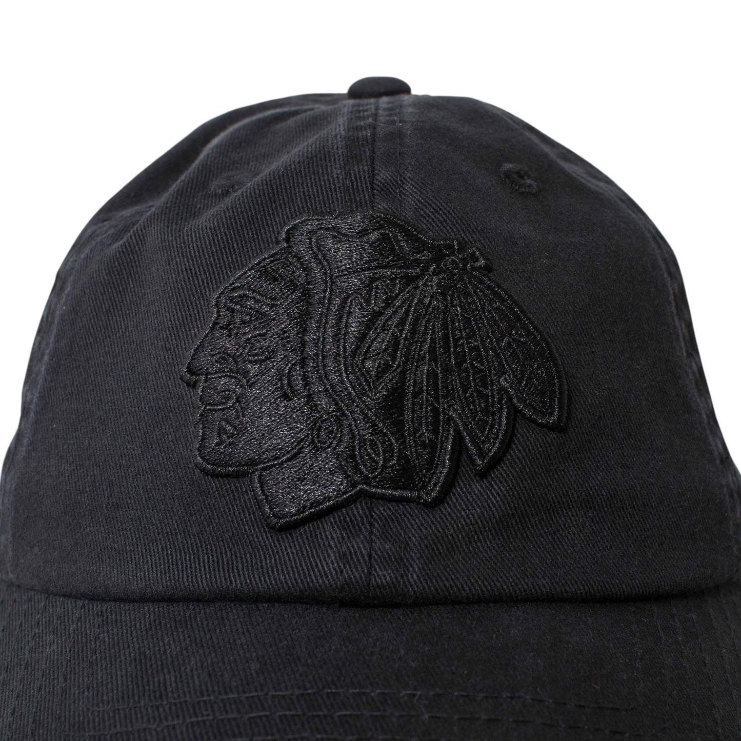 AMERICAN NEEDLE Chicago Blackhawks NHL Blue Line Tonal Adjustable Dad Cap (Black)