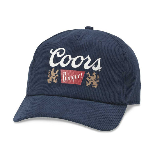 Coors Banquet Hats: Dark Blue Corduroy Snapback Dad Hat | Beer Brands
