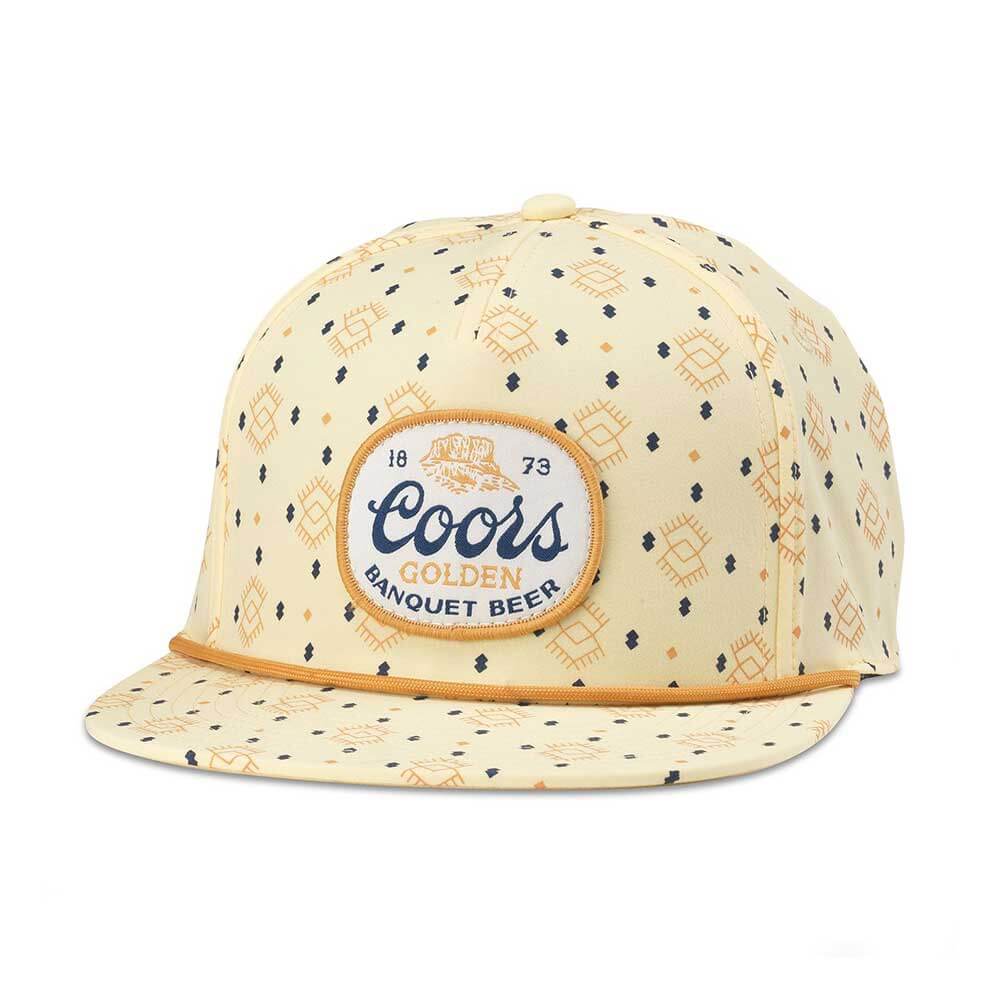 Coors Banquet Beer Hat: Yellow Snapback All Over Print Rope Hat | Beer Brands