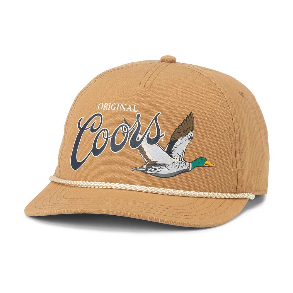 Coors Banquet Hat: Yellow Snapback Duck Design Rope Hat