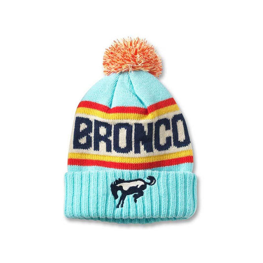 Ford Bronco Beanies: Blue/Red/Yellow Cuffed Knit Pom Beanie | Vintage Brands