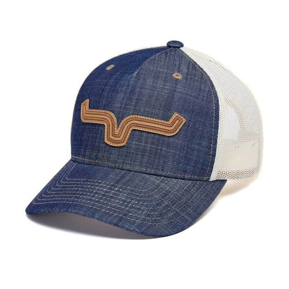 Kimes Ranch Hats: Roped LP Trucker Hat | Blue Denim