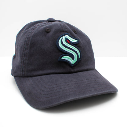 AMERICAN NEEDLE NHL Seattle Kraken Hockey Team New Raglan Adjustable Baseball Hat, Black (36672B-SEK-BLK)