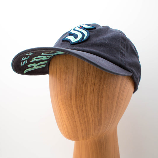 AMERICAN NEEDLE NHL Seattle Kraken Hockey Team New Raglan Adjustable Baseball Hat, Black (36672B-SEK-BLK)