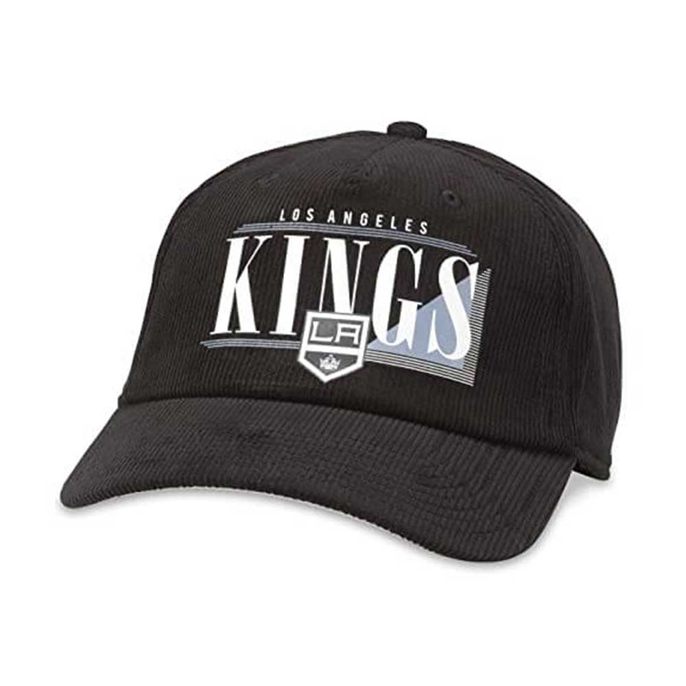 LA Kings Hat: Black Corduroy Printed Logo w/Snapback Fit