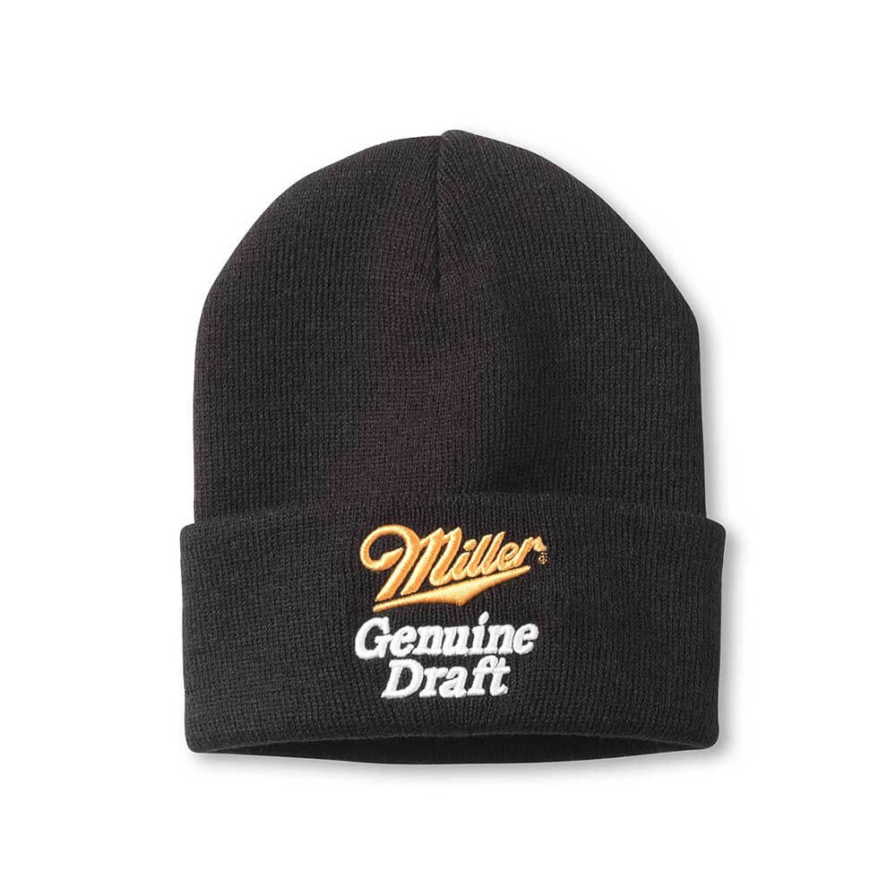 Miller Genuine Draft Beanie: Black/Gold Cuff Knit Beanies | Beer