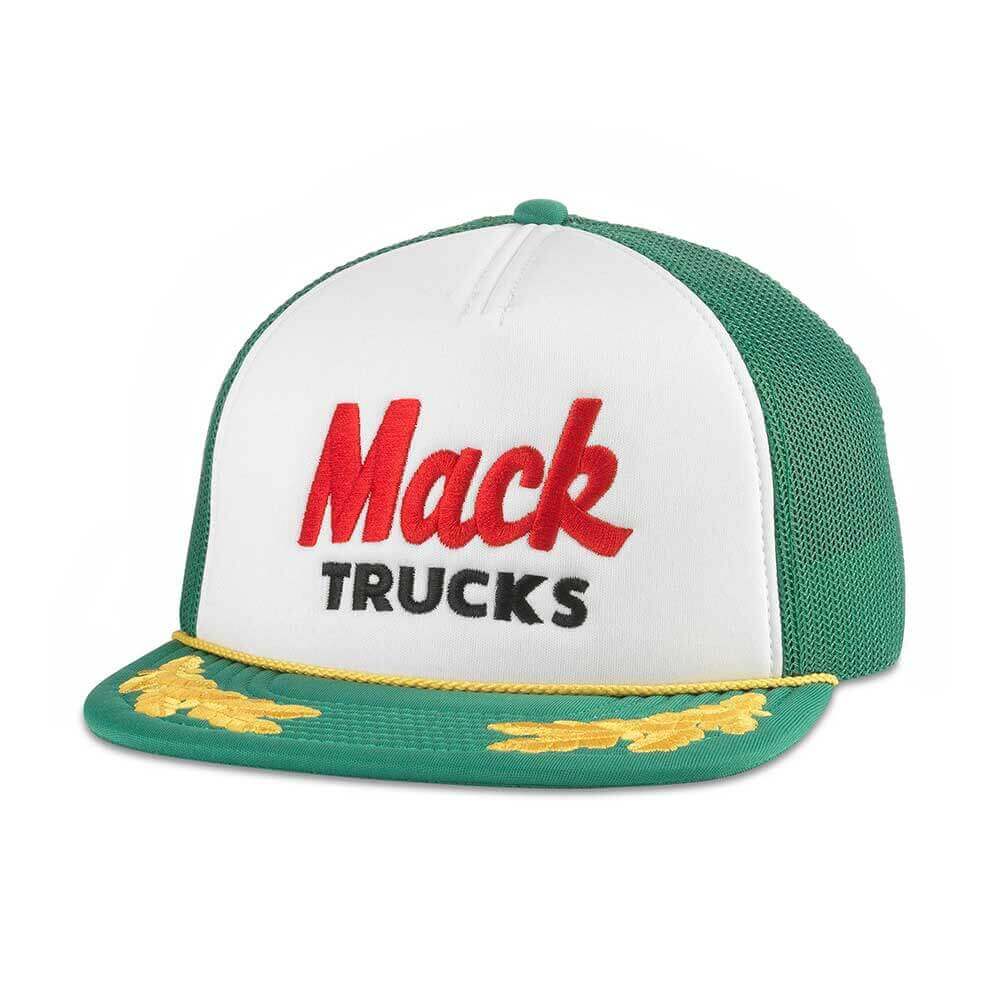 Mack Trucks Hat: Green/White/Gold Snapback Foam Trucker Hat