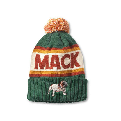 Mack Trucks Beanies: Green/Orange/Ivory Cuffed Knit Pom Beanie | Classic Brands