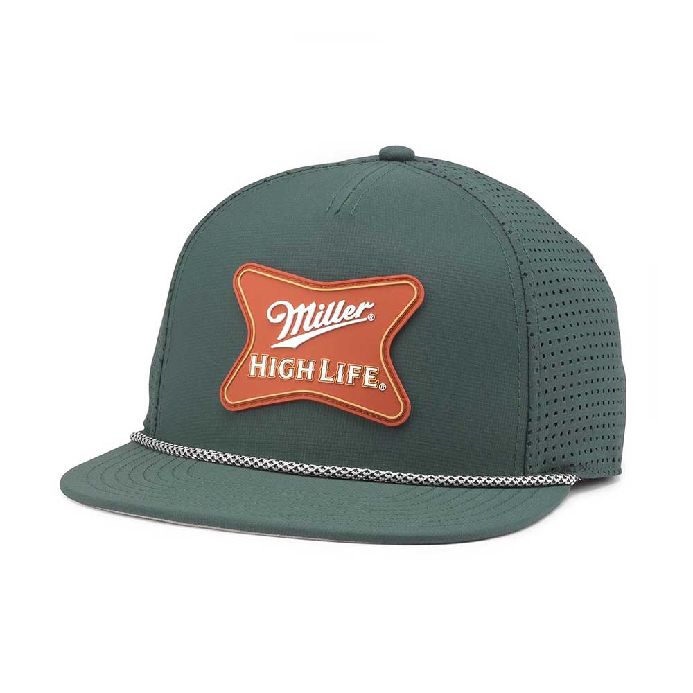 Miller High Life Beer Hats: Green Snapback Performance Rope Hat | PVC Patch